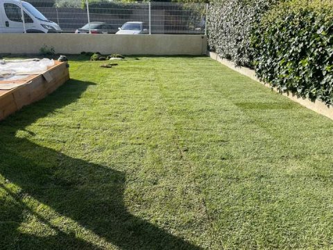 Pose de 130m² de gazon en rouleaux à Tournon-sur-Rhône